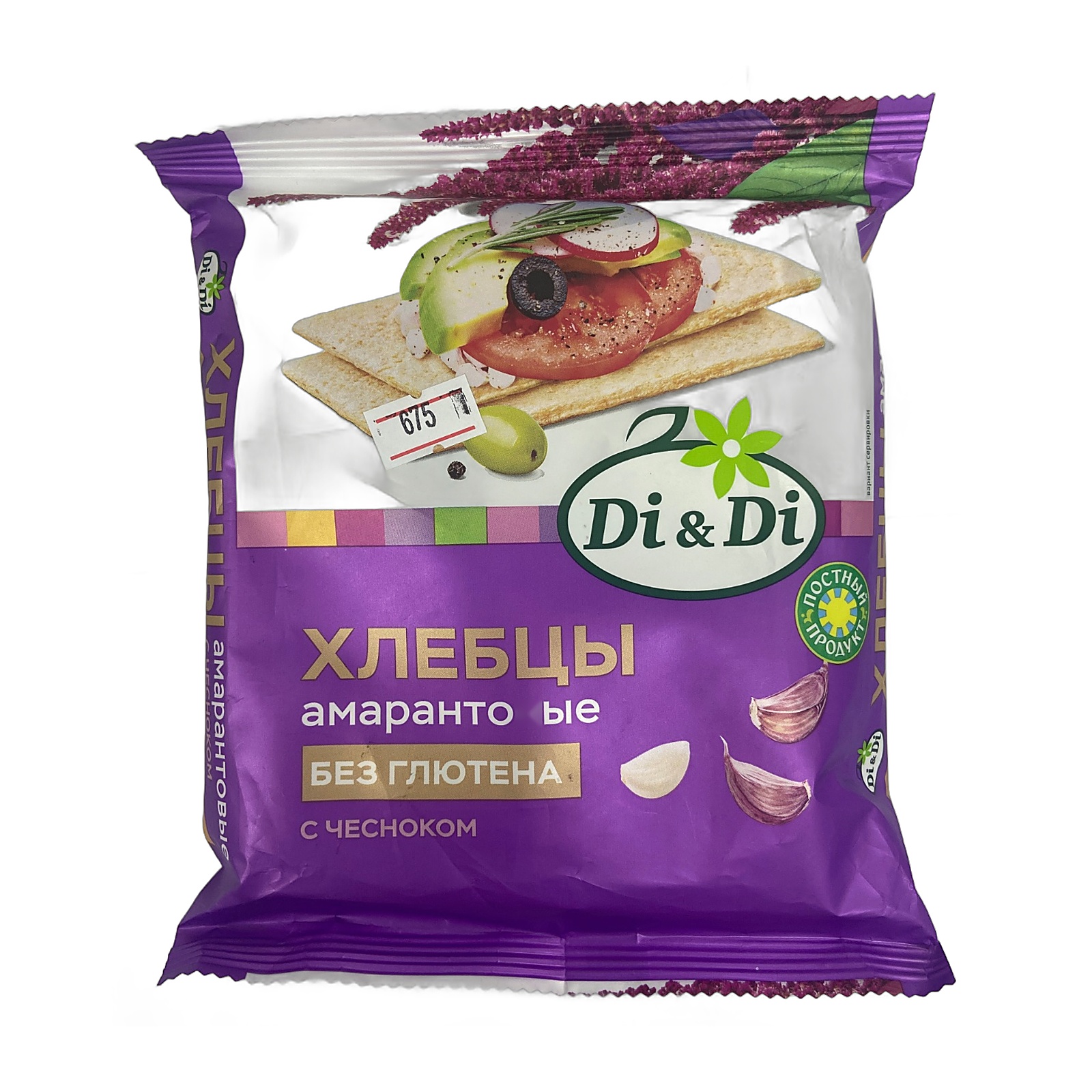 Хлебцы амарантовые Di&Di с топинамбуром и чесноком 100 гр 12 шт