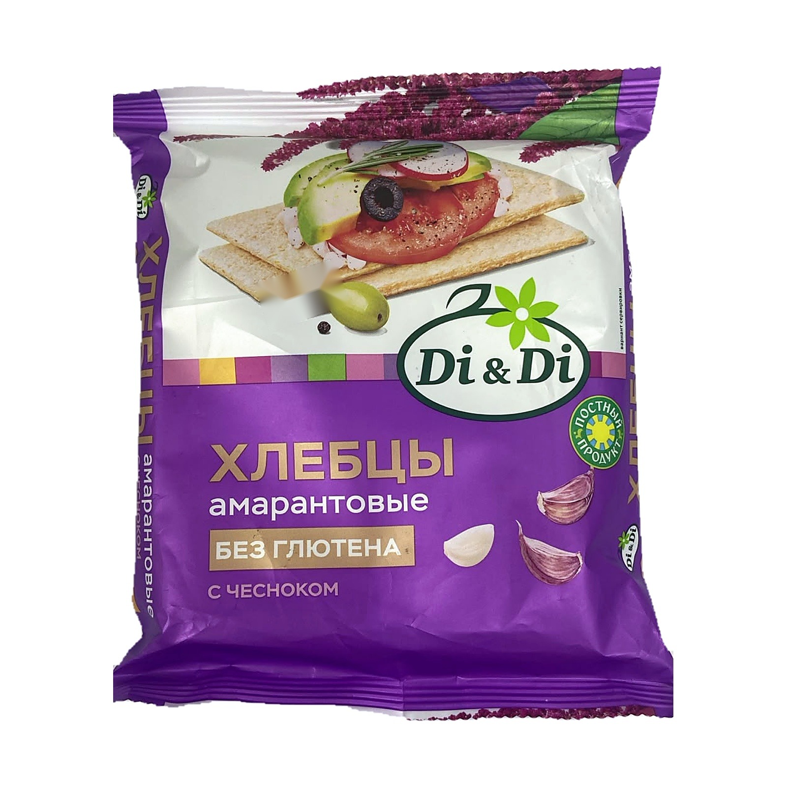 Хлебцы амарантовые Di&Di с топинамбуром и чесноком 100 гр 12 шт